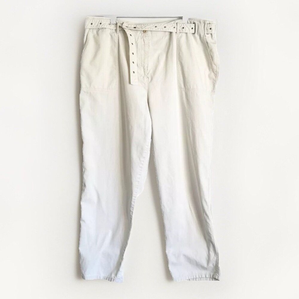Vintage Ralph Lauren Jeans Women 22W Pleated Straight Pants Ivory Casual Preppy